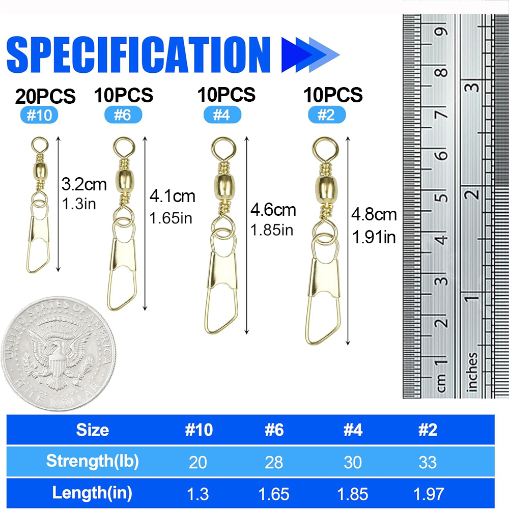 50Pcs Gold Fishing Barrel Swiv - огляд і ціна Fishing Lure Accessories