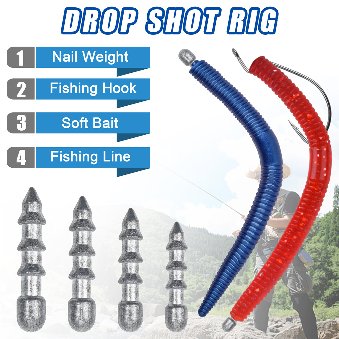60PCS Nail weights Worm Fishin - огляд і ціна Fishing Lure Accessories